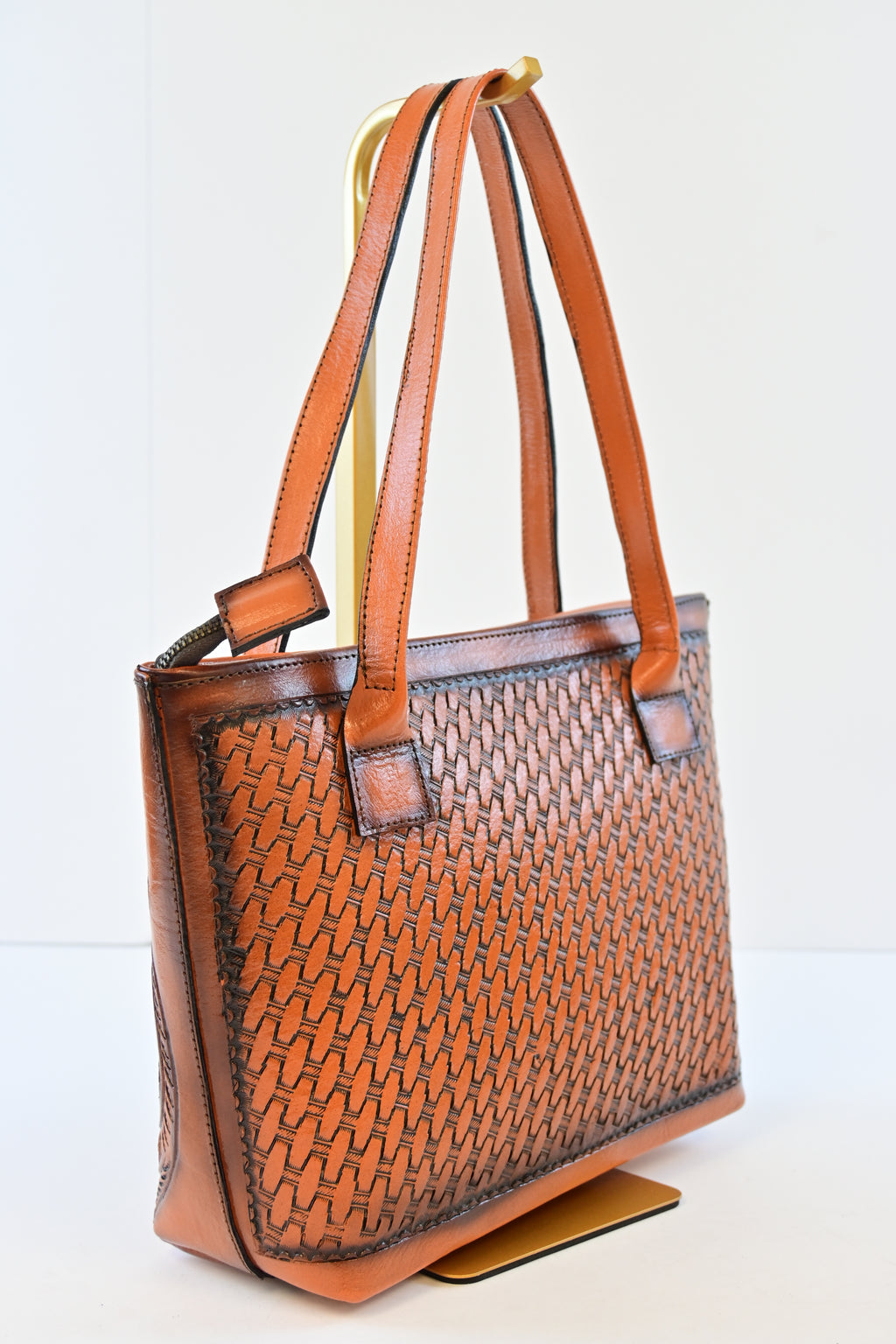 ORANGE HANDCRAFTED CHISELED HANDBAG