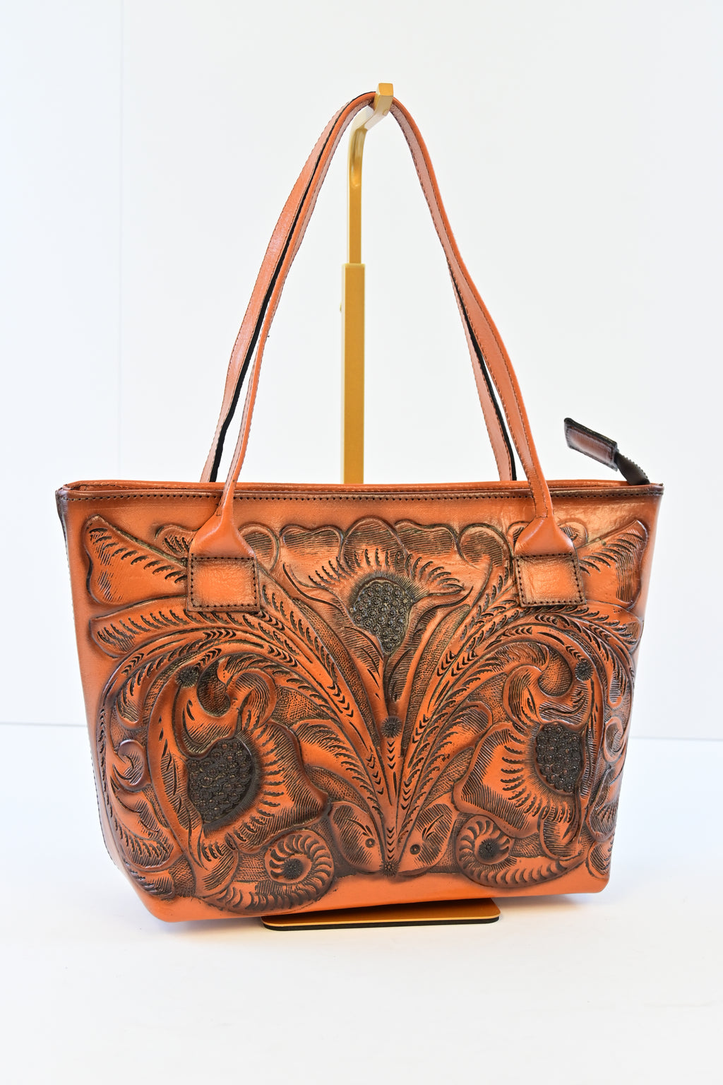 ORANGE HANDCRAFTED CHISELED HANDBAG
