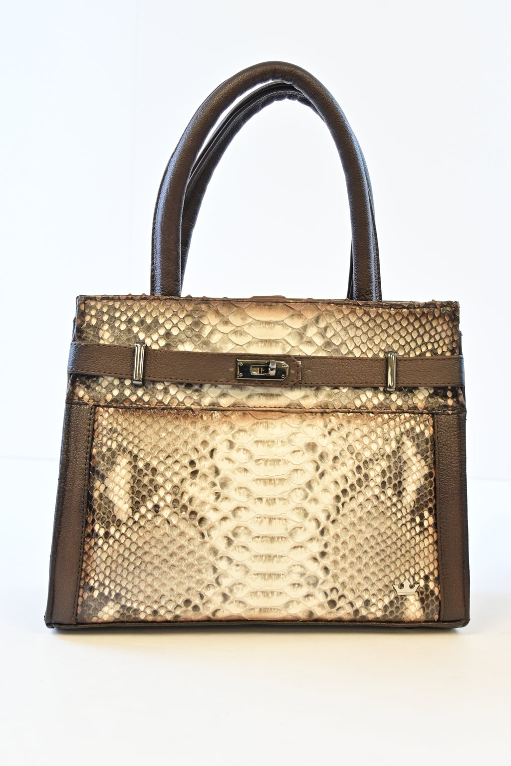 BROWN/NATURAL PYTHON HANDBAG