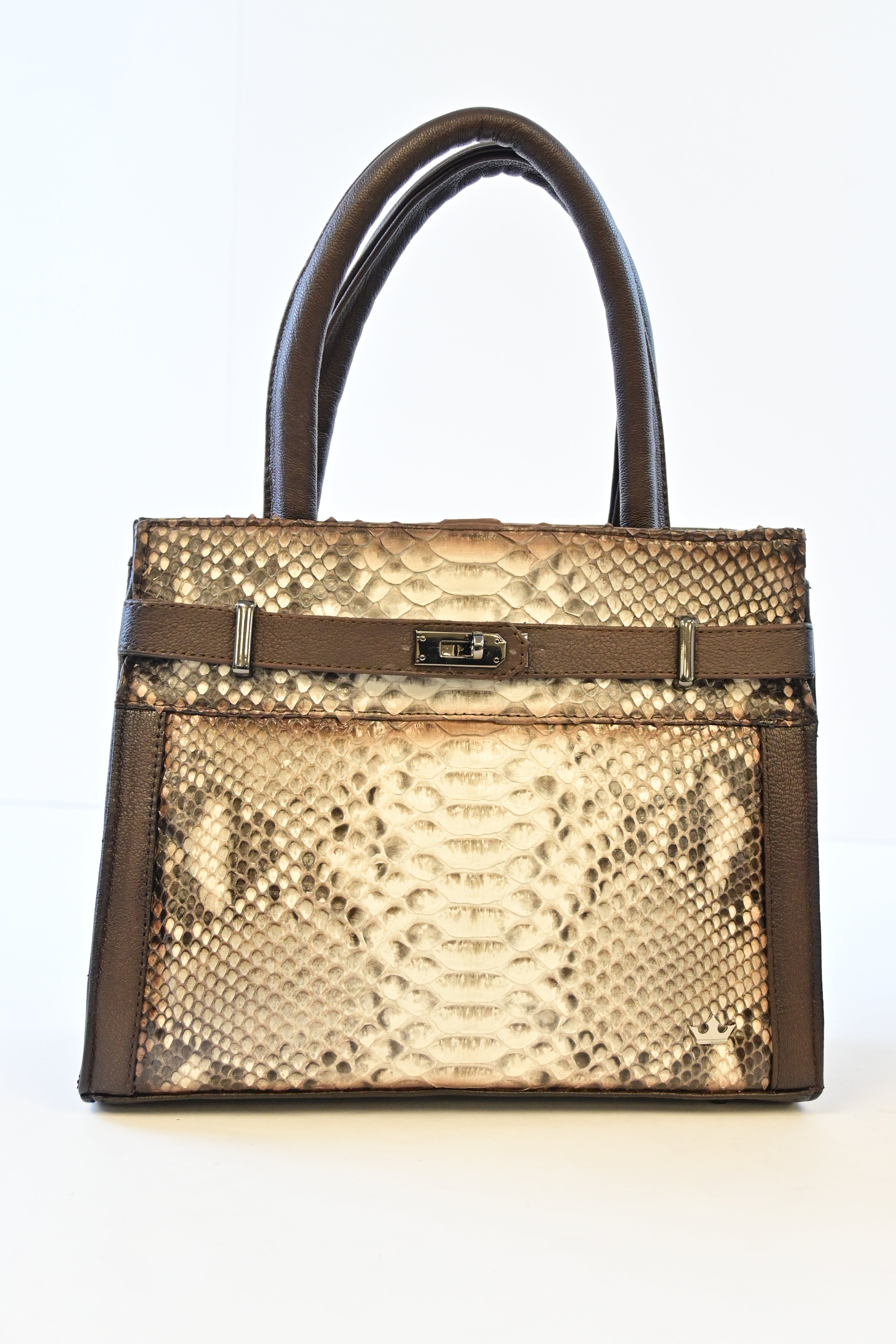 BROWN/NATURAL PYTHON HANDBAG