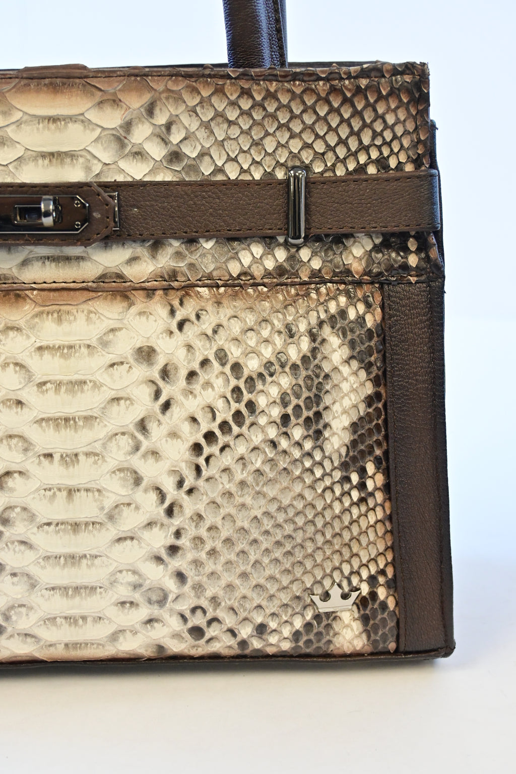 BROWN/NATURAL PYTHON HANDBAG