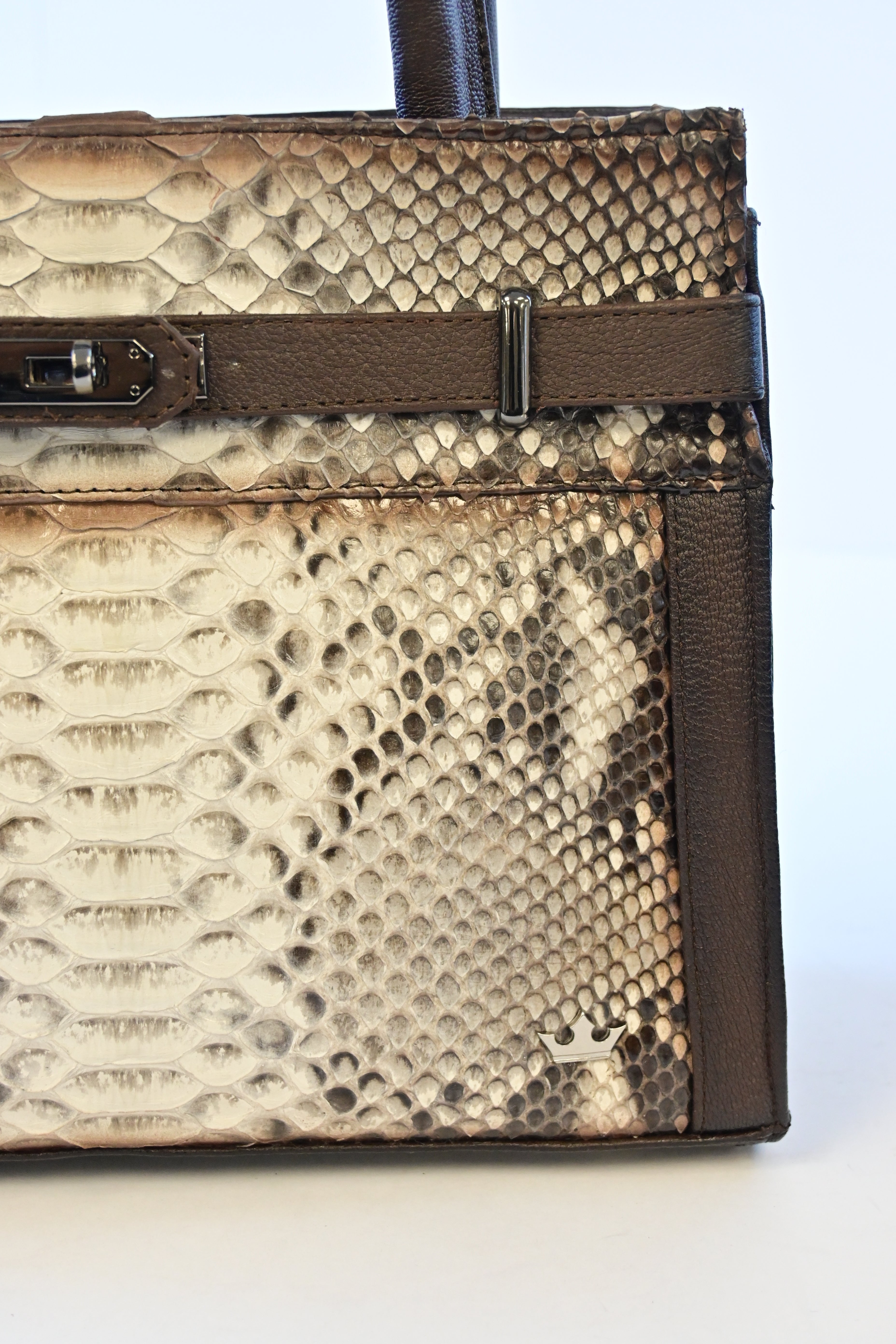 BROWN/NATURAL PYTHON HANDBAG