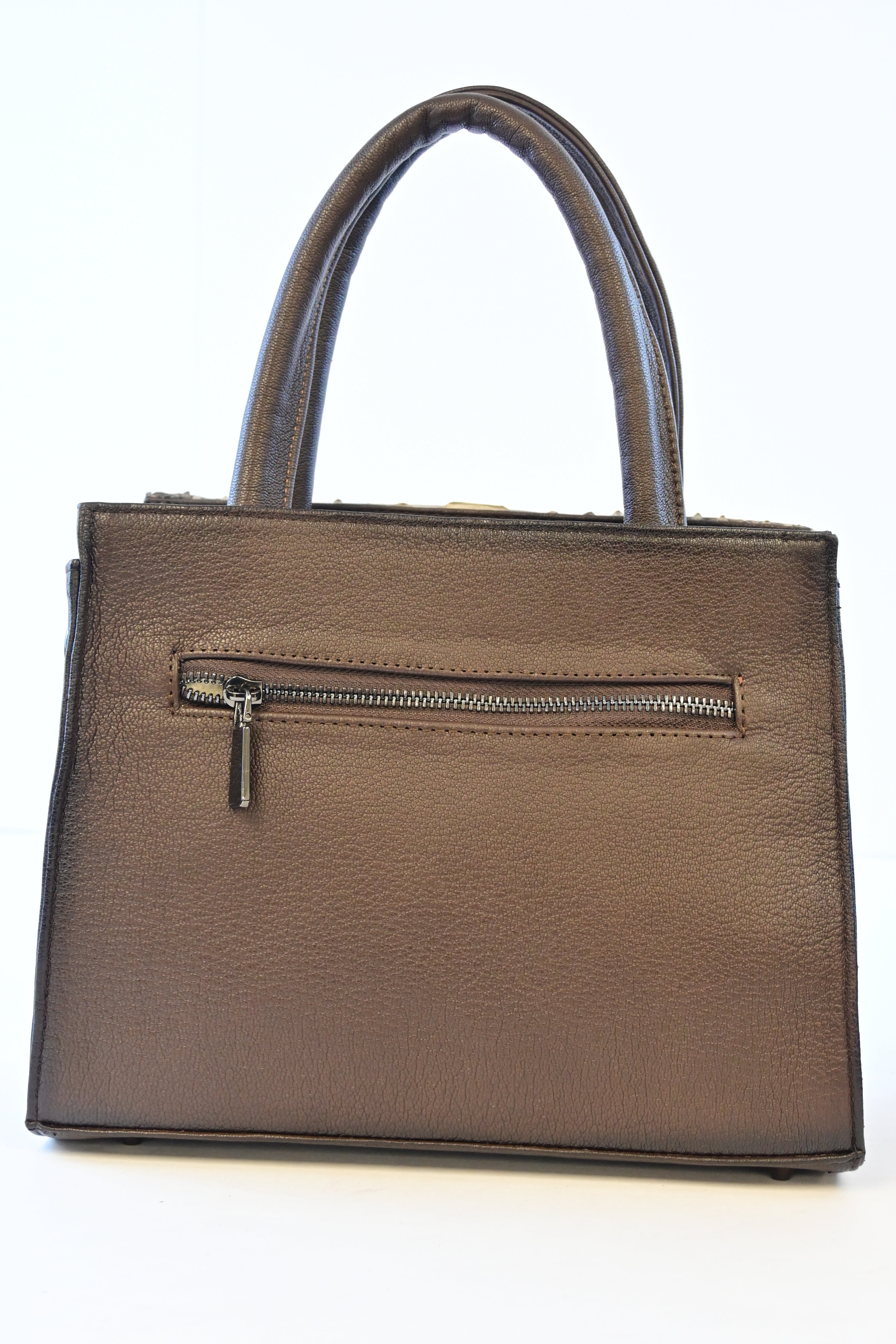 BROWN/NATURAL PYTHON HANDBAG