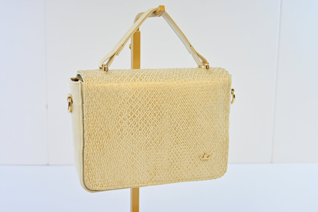 CROSSBODY WHITE & GOLD PYTHON
