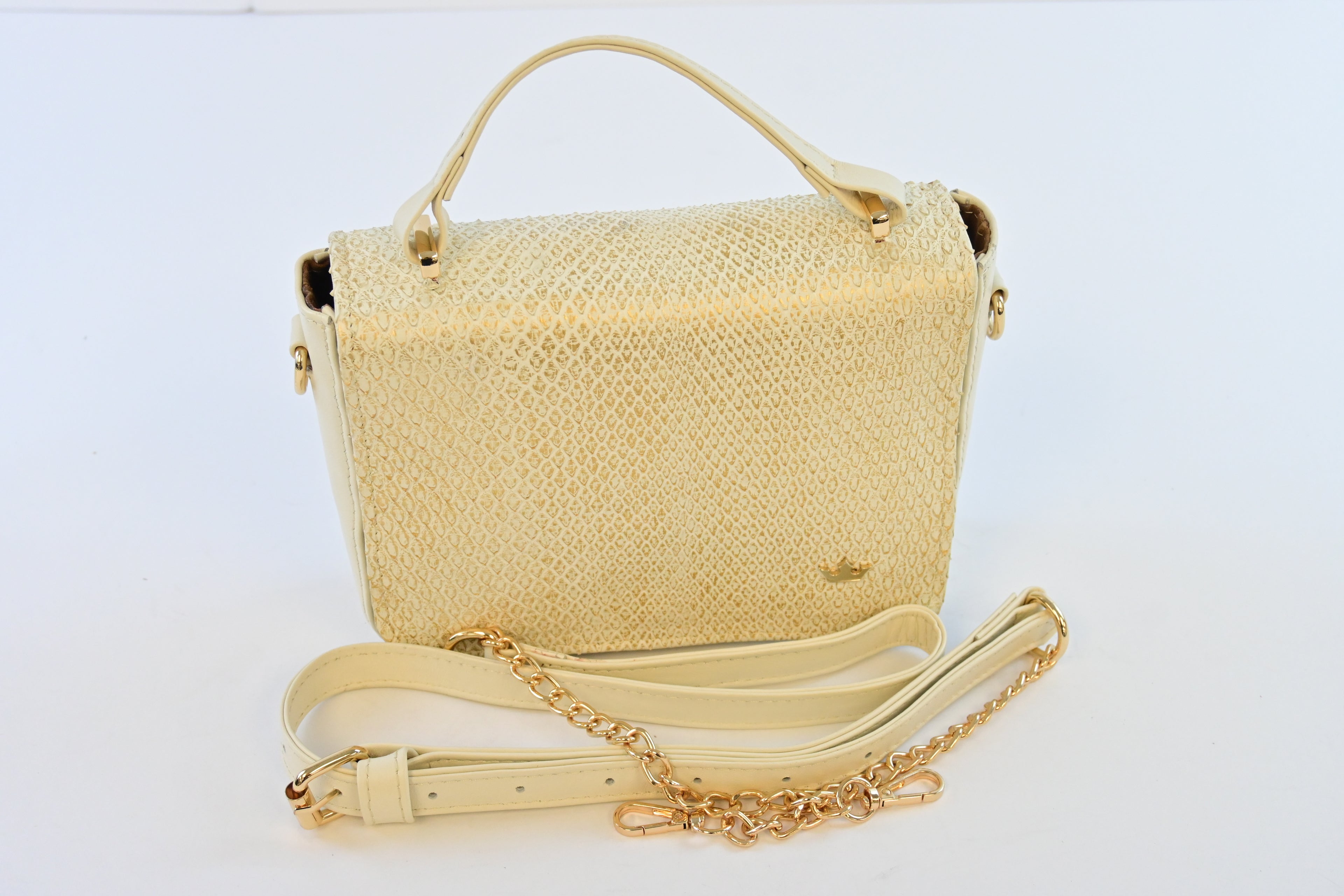 CROSSBODY WHITE & GOLD PYTHON