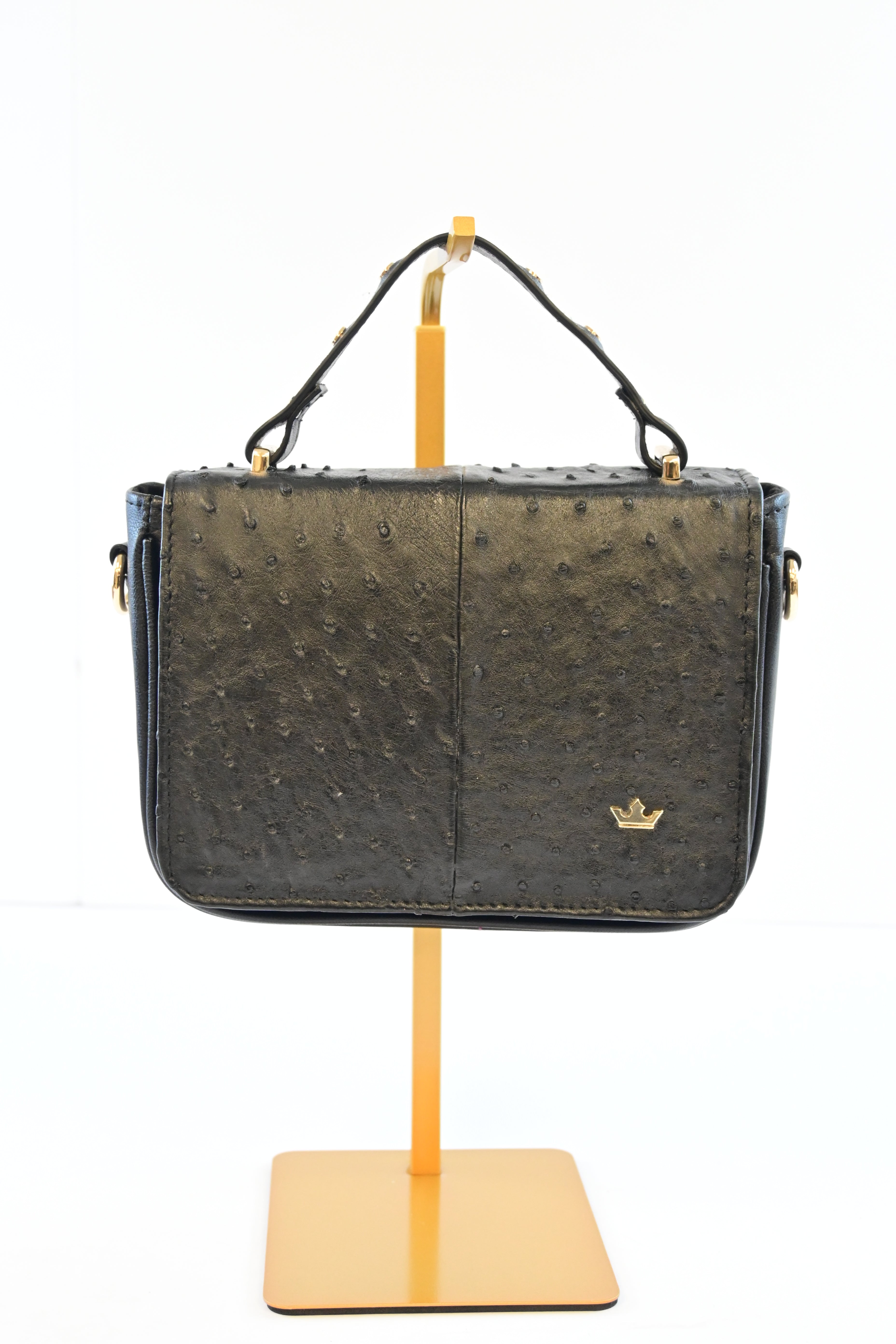 BLACK OSTRICH CROSSBODY