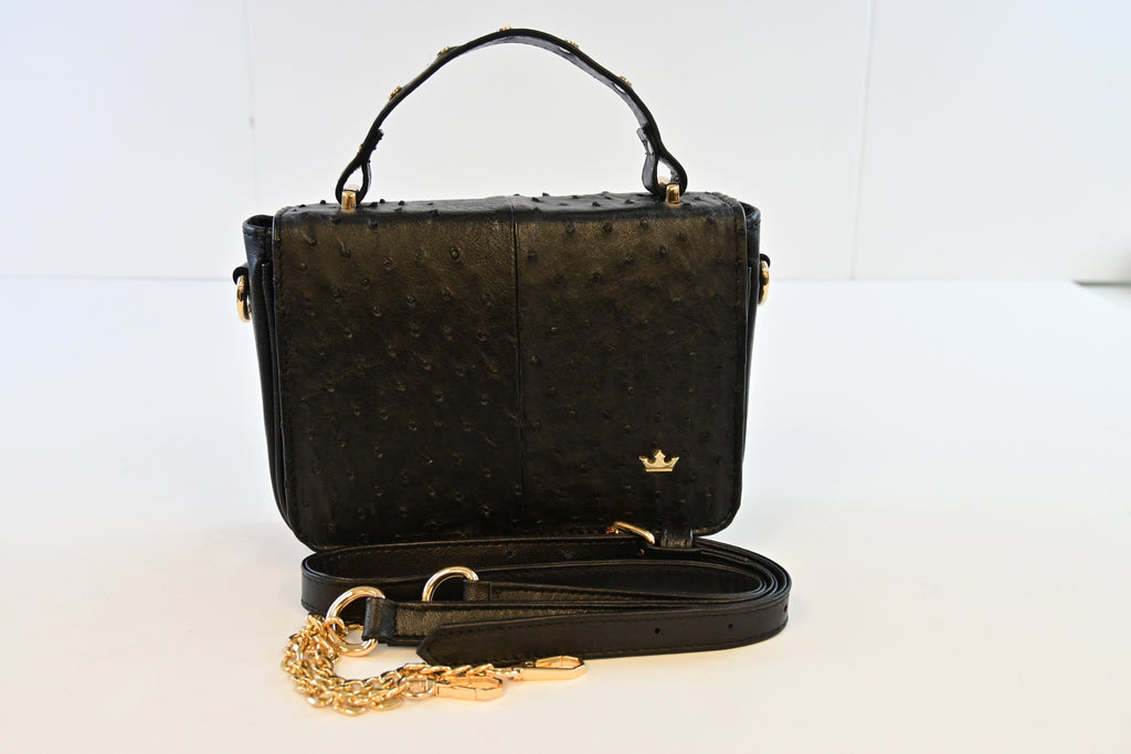 BLACK OSTRICH CROSSBODY