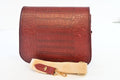 RED CROCODILE STAMP HANDBAG
