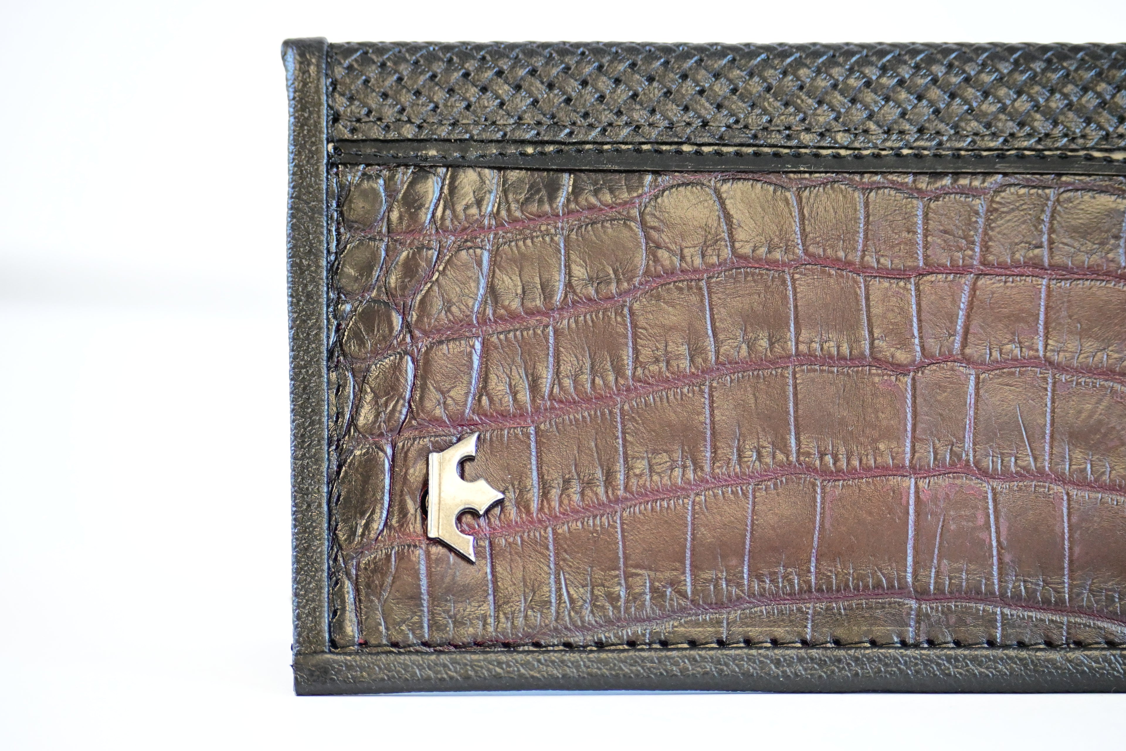 Deep Burgandy Crocodile Rodeo Wallet