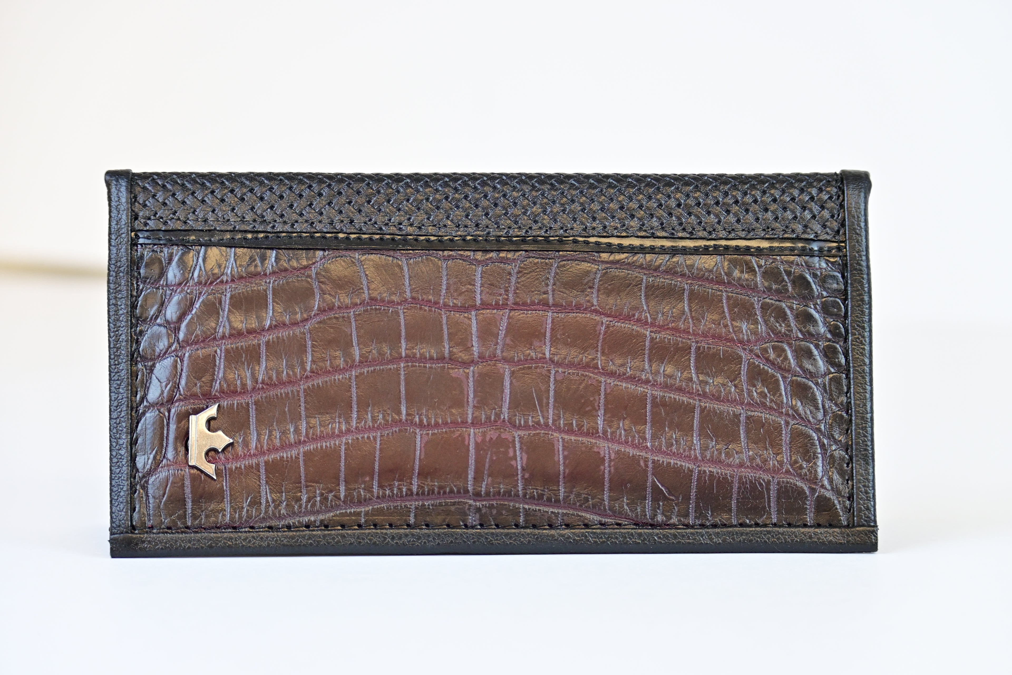 Deep Burgandy Crocodile Rodeo Wallet