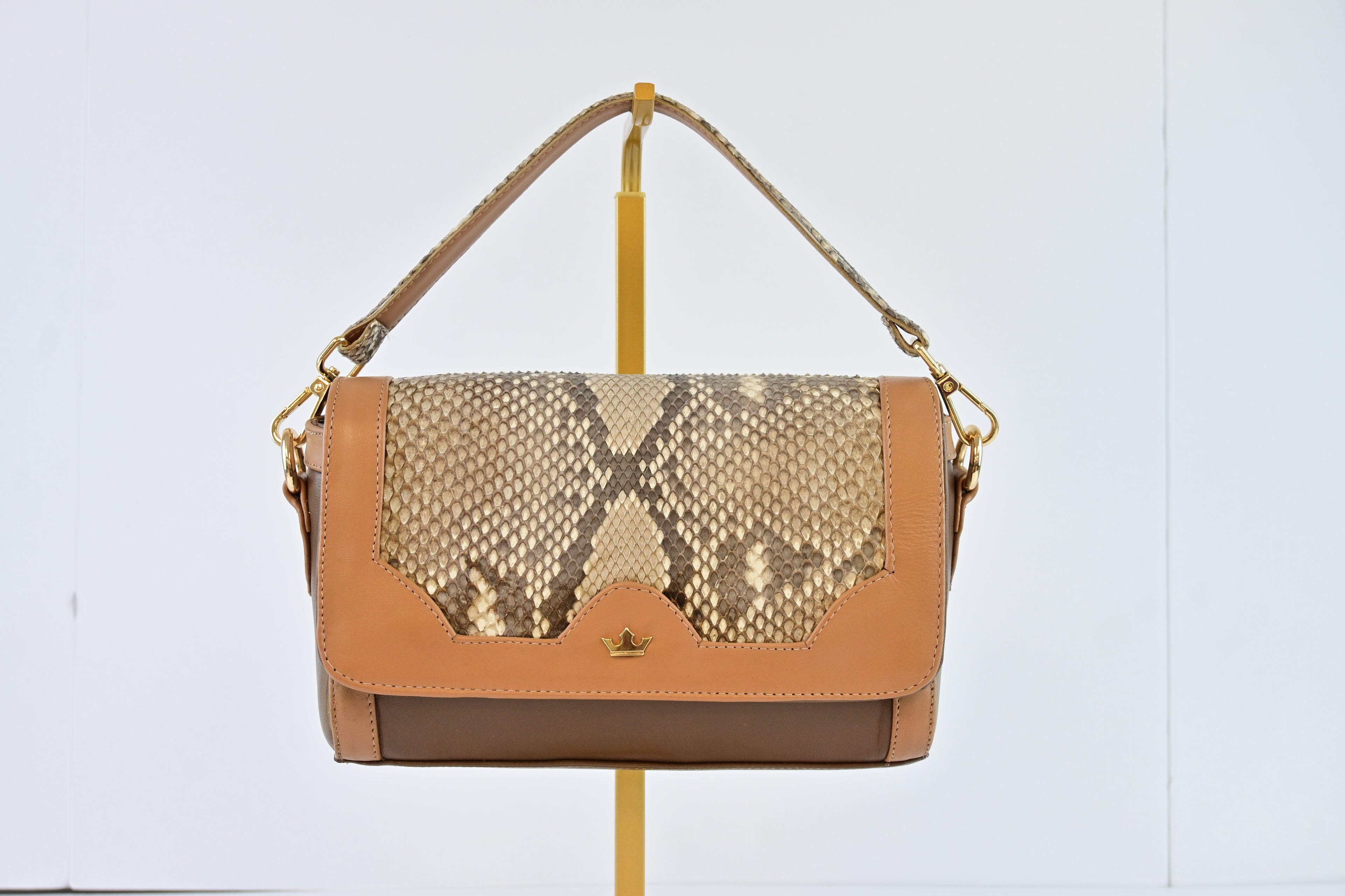 Crown Python Handbag in Honey