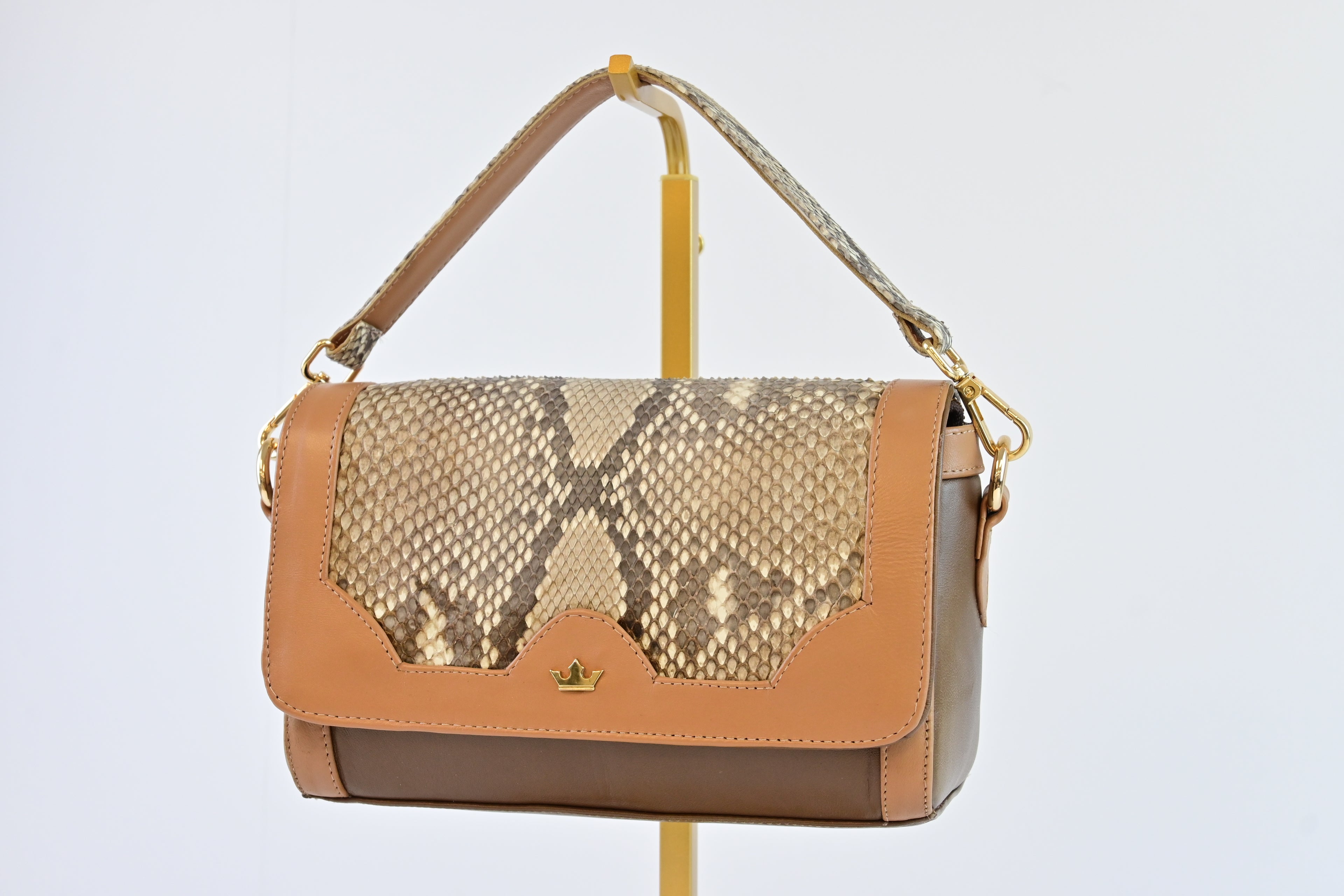 Crown Python Handbag in Honey