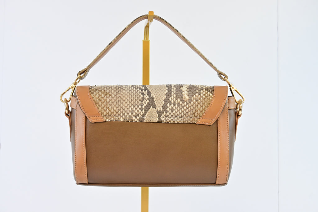 Crown Python Handbag in Honey
