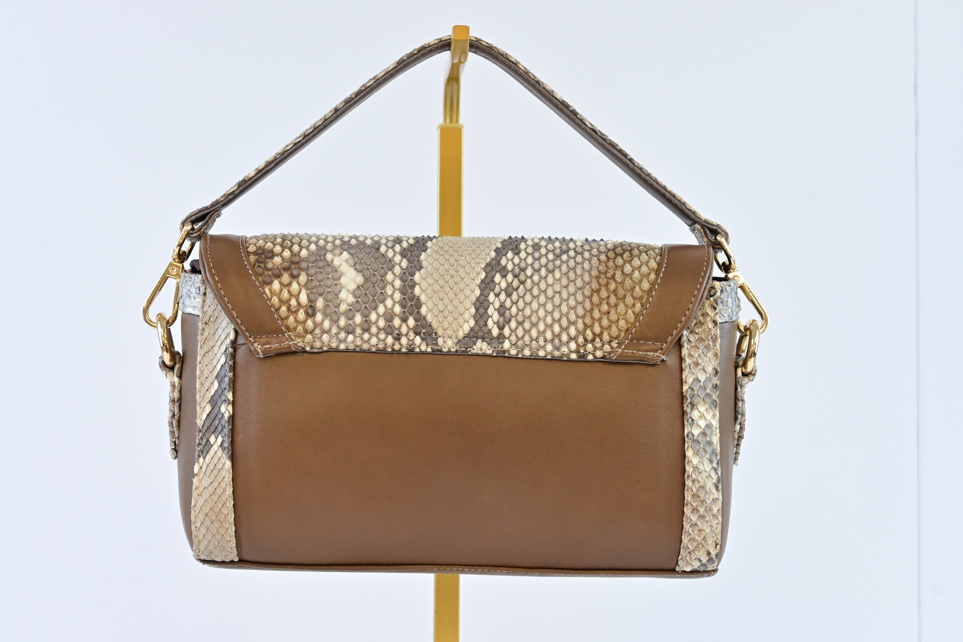 Crown Python Handbag in Brown