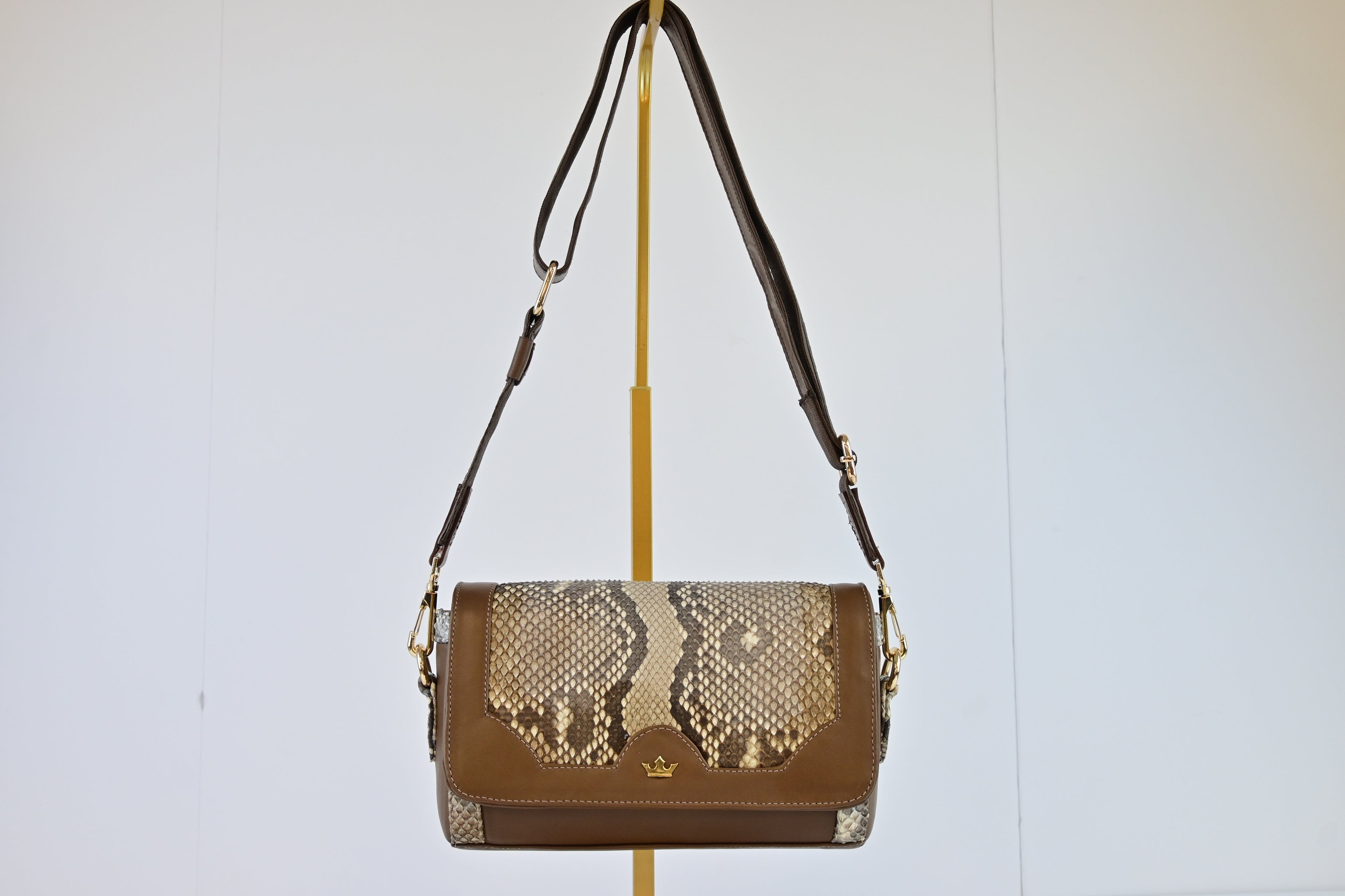 Crown Python Handbag in Brown